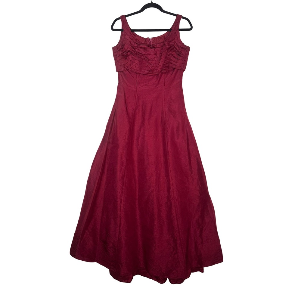 Belsoie Burgundy Red Ruched Bodice Sleeveless Formal Gown Maxi Long Dress Sz M